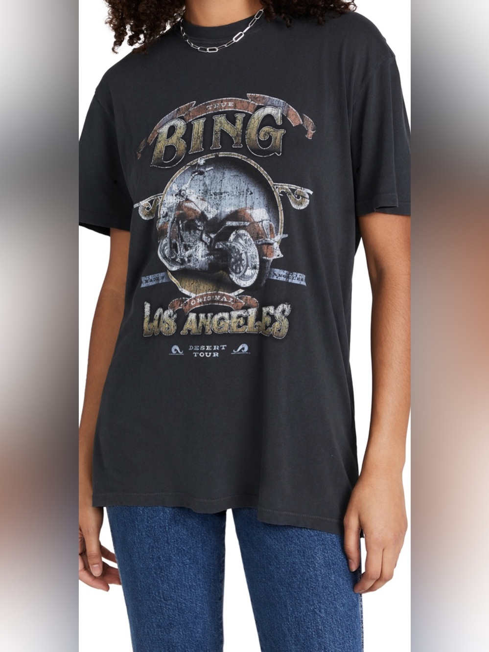 Anine Bing Charcoal Graphic Tee - Black